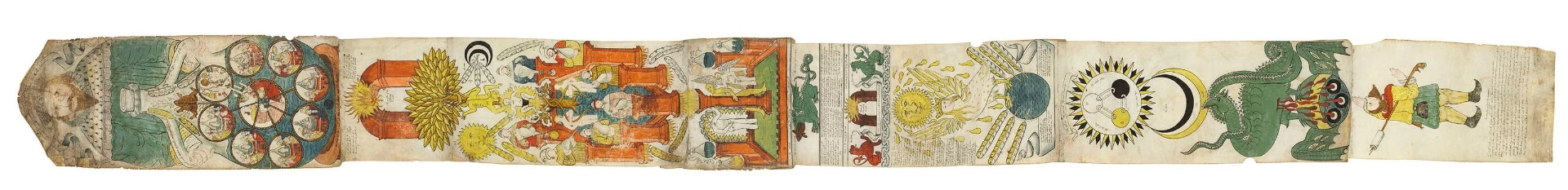 Two of the best known and most authoritative early works on the protoscience of alchemy are attributed to Sir George Ripley (circa 1415-1490), one being The Compound of Alchemy and the other, the Ripley Scroll, a 3.7 metre long illustrated manuscript of which there are 23 known copies. 22 of those copies are in museums and libraries with just one copy in private hands, and that copy went to auction in London at Christies Valuable Books and Manuscripts Sale on December 13, 2017.