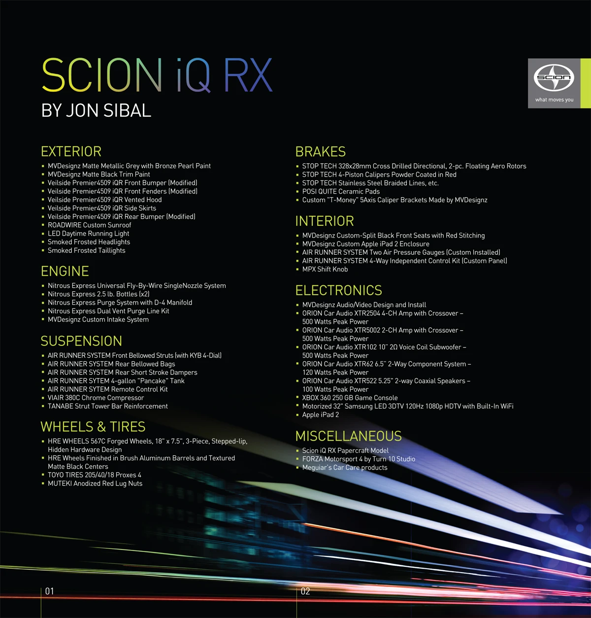 Scion iQ RX by Jon Sibal Specifications
