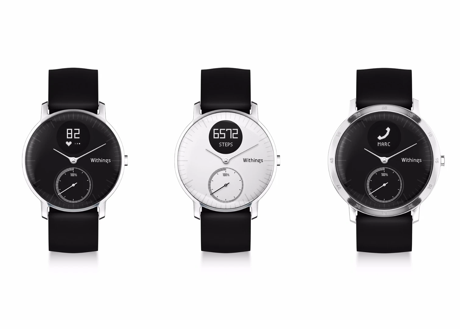The familiar step-tracking dial from the first Withings Steel is still here