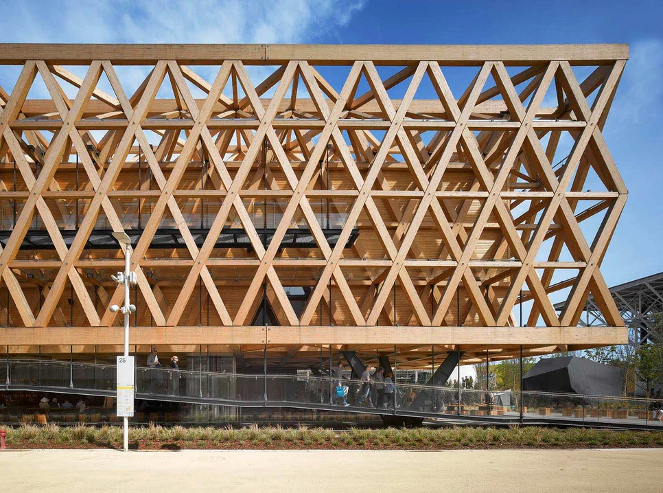 The impressive structure is supported by four concrete pillars and beautifully encased by two horizontal cross-beams