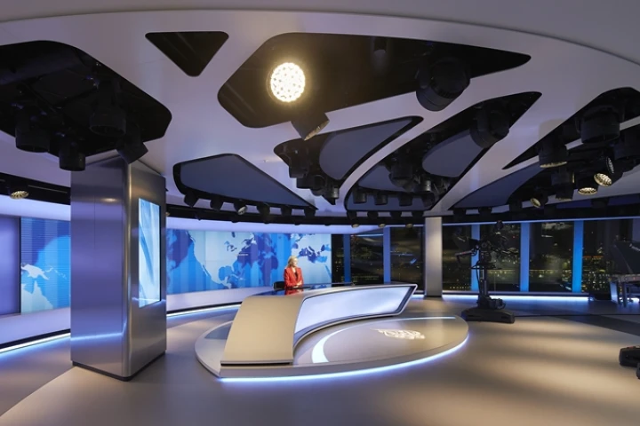 The studio has an atypical open floor-plan and no physical acoustic wall enclosure
