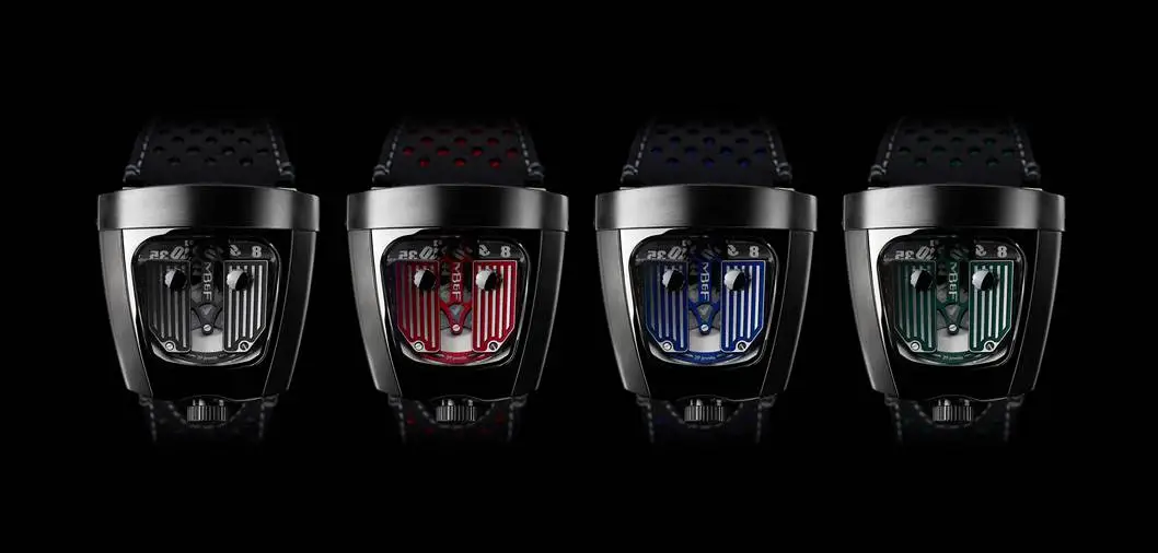 The watch will be available in four limited editions – Lotus Black, Ferrari Red, Bugatti Blue and British Racing Green – each with a production run of 20 pieces