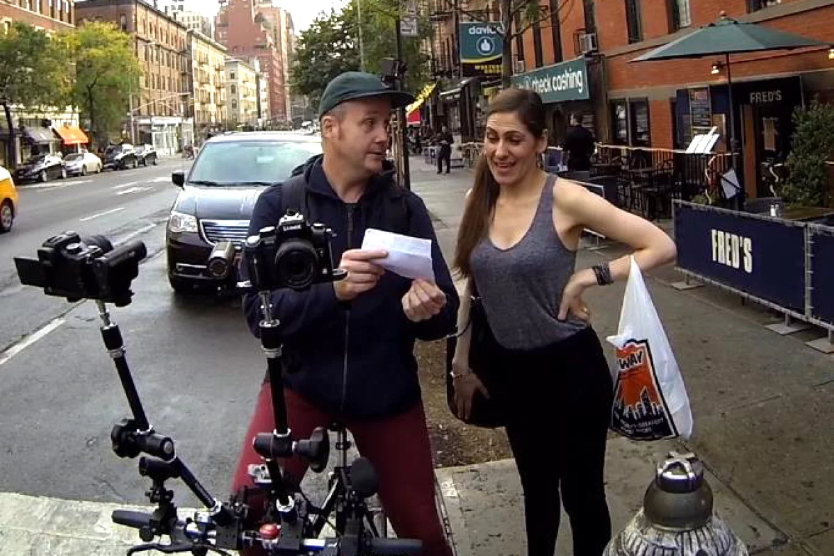 Host/producer Rich Collier confers with a potential Roll Play contestant