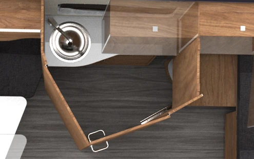 The sliding wardrobe opens extra bed space