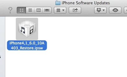 This is what the IPSW file will look like on a Mac