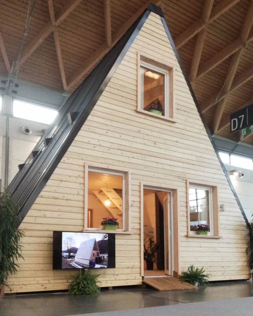 Manufactured by wood specialist Area Legno in Italy, the M.A.Di home is built using CLT (cross laminated timber) to create a modular and multi-functional anti-seismic family home
