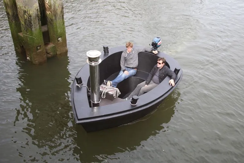 The boat/tub seats six to eight people