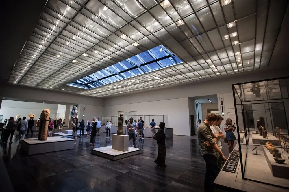 On show at the Louvre's opening were loaned contemporary pieces shipped in from French museums, along with art from its own collection and an assortment of prehistoric artifacts