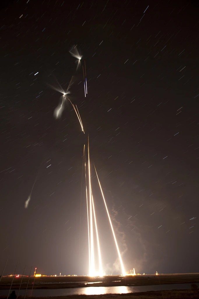 A long-exposure image of one of the rocket launches (Photo: NASA/Wallops)