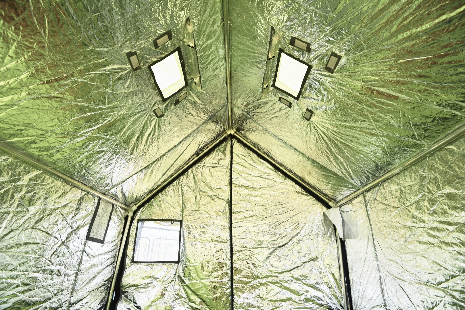 There are several ventilation windows inside the WeatherHyde tent