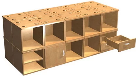 ModCubes can be adapted to be cupboards or drawer units