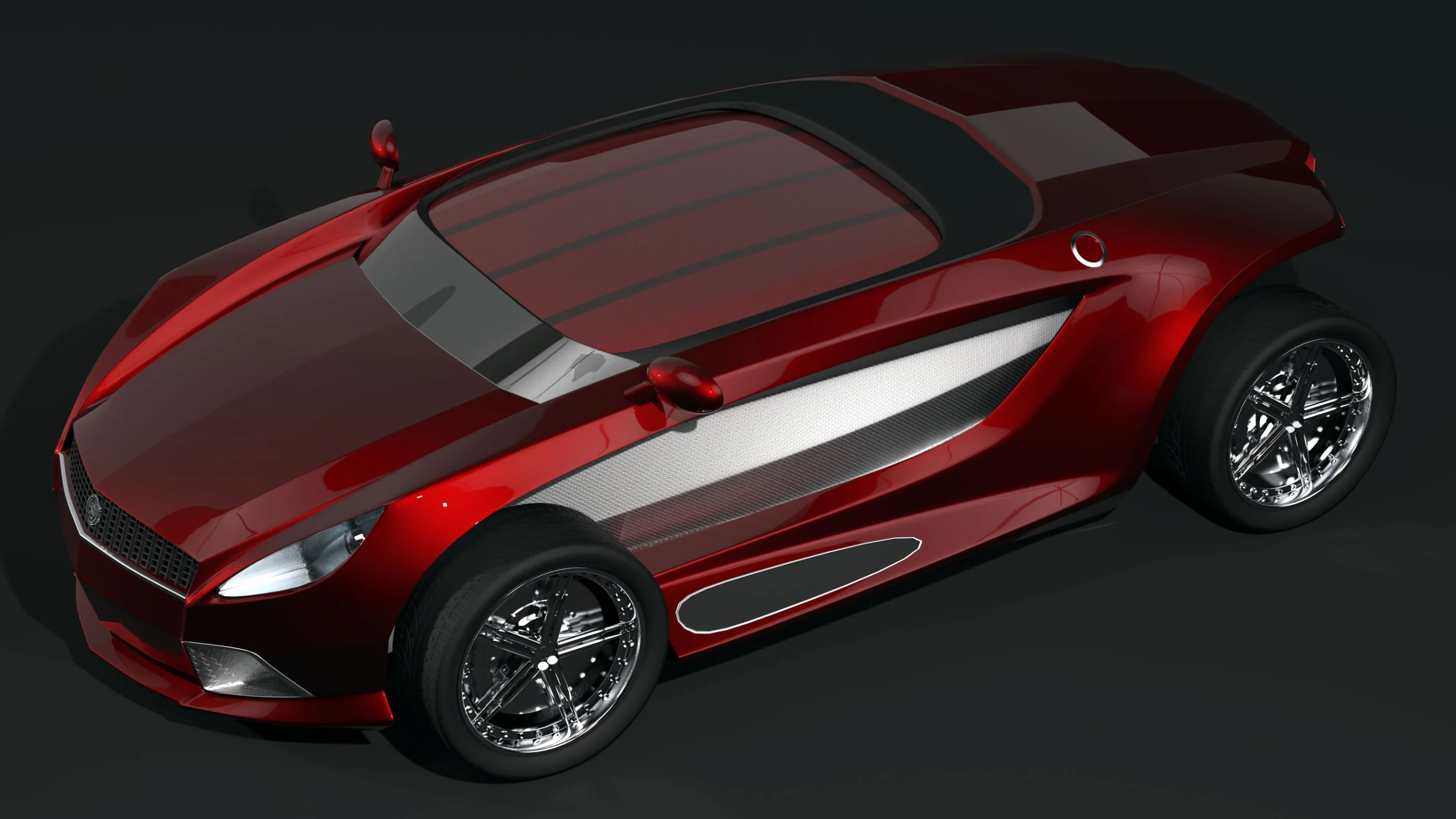 The Jo-Mojo's sliding cover that will not only lock the car between trips but will also have solar cells built in