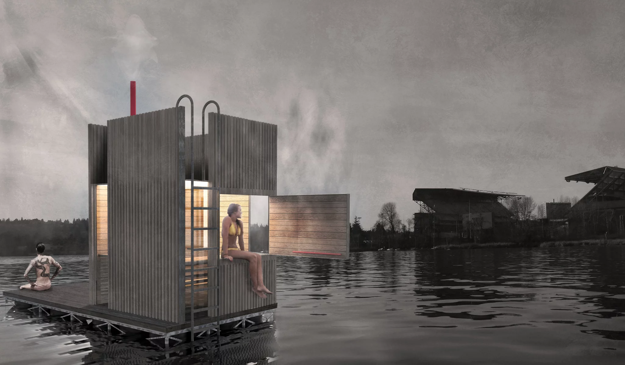 goCstudio has designed a floating sauna that it plans to launch on Lake Washington, Seattle, later this year