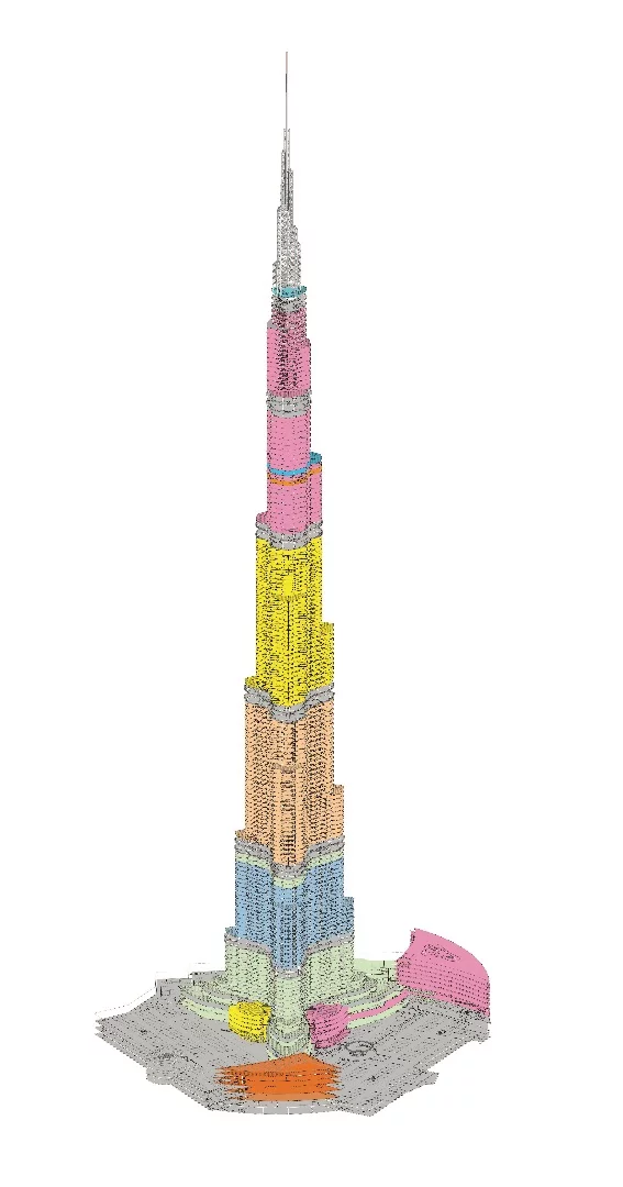 Architectural drawing of the Burj Khalifa