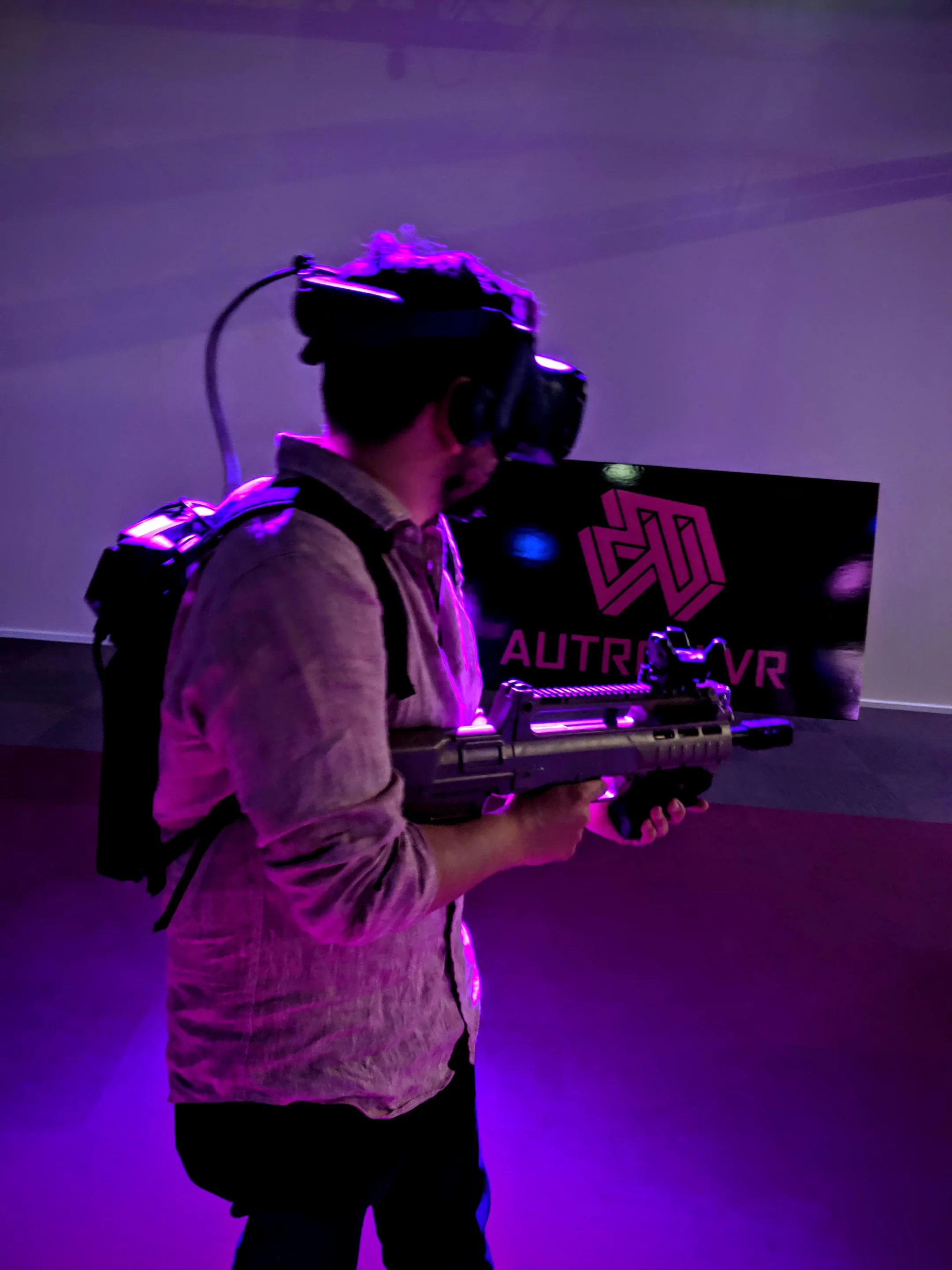 In Autron VR's zombie shooting game, up to four players stand their ground in a warehouse and mow down hordes of monsters