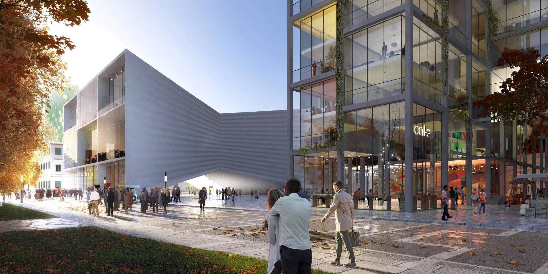 "The two main facades of the National Theatre of Albania are opened up to expose the spaces inside the building to the public outside," says BIG founder Bjarke Ingels