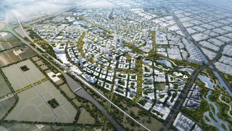 Bird's eye view of the 17.6-sq km (6.8-sq mile) master plan