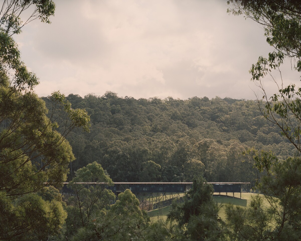 Located in the rural town of Shoalhaven, two and a half hours south of Sydney, the striking new museum disappears into the Aussie landscape