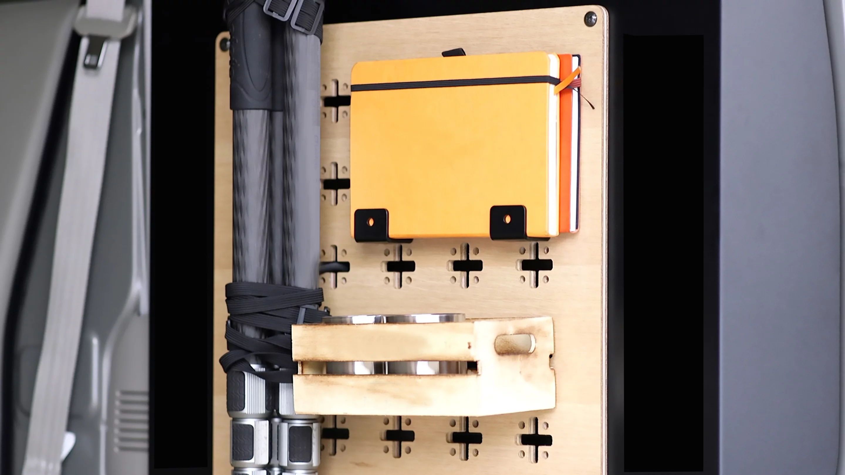 With its versatile pegboard and bracket system, the Clipper Multi-Rack can organize all kinds of key gear and provisions