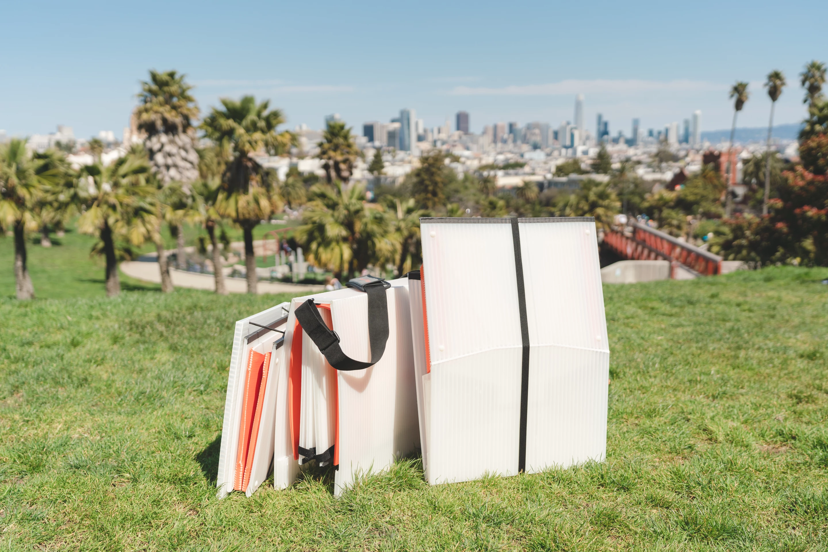 Each Oru Camp piece is a single piece of pre-folded polypropylene that folds into a slim package for easy storing and transport