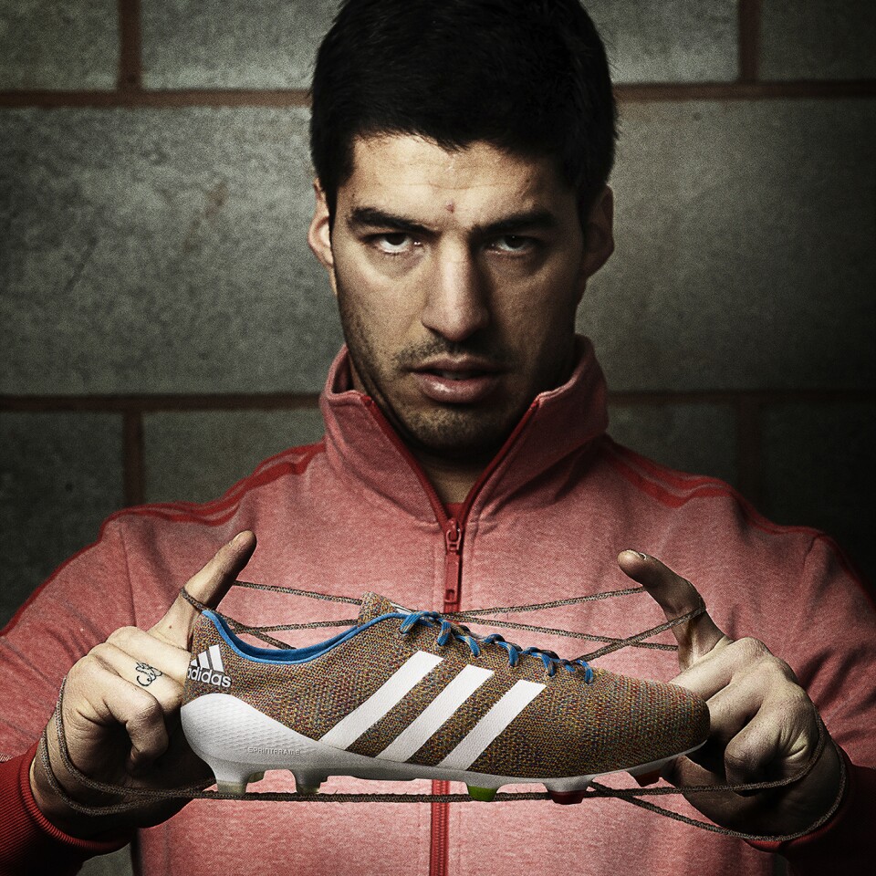 Uruguayan footballer Luis Suárez with the EUR 300 Samba PrimeKnit which will be released on Monday, March 17, 2014. No price or release date has yet been set for the Adidas PrimeKnit FS