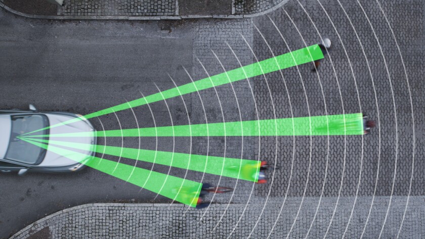A radar and high-resolution camera makes it possible to detect cyclists and pedestrians