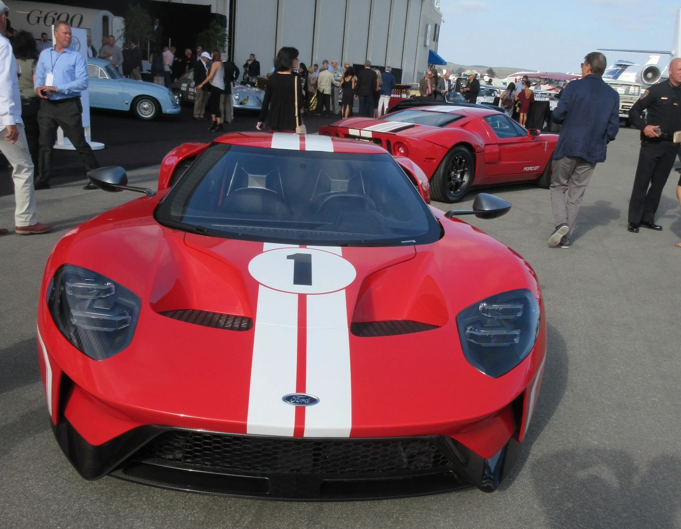 The 647-hp GT at the McCalls Motorworks Revival Hangar Party during Monterey Car Week 2017