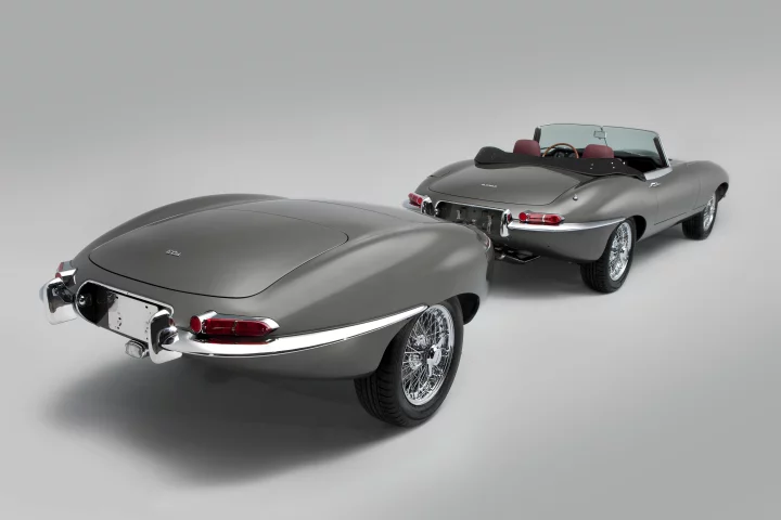 The matching trailer was built from two E-Type rear ends