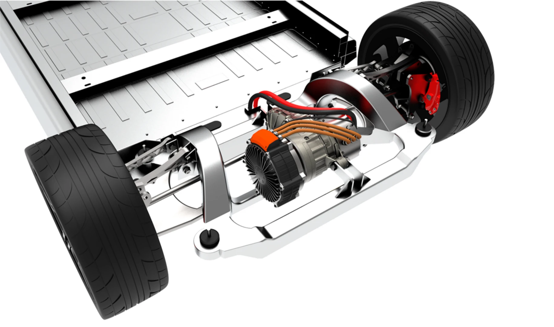 An example of an electric car design using a Magnax motor through a gearbox