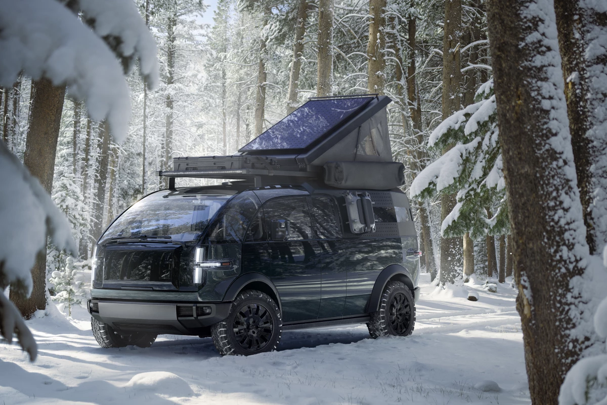Canoo reports that the electric pickup has been designed with campers in mind