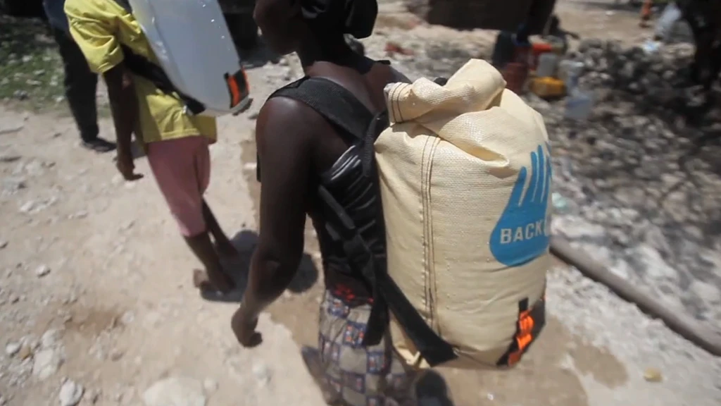 The WaterWear pack allows those in developing countries to more easily transport water