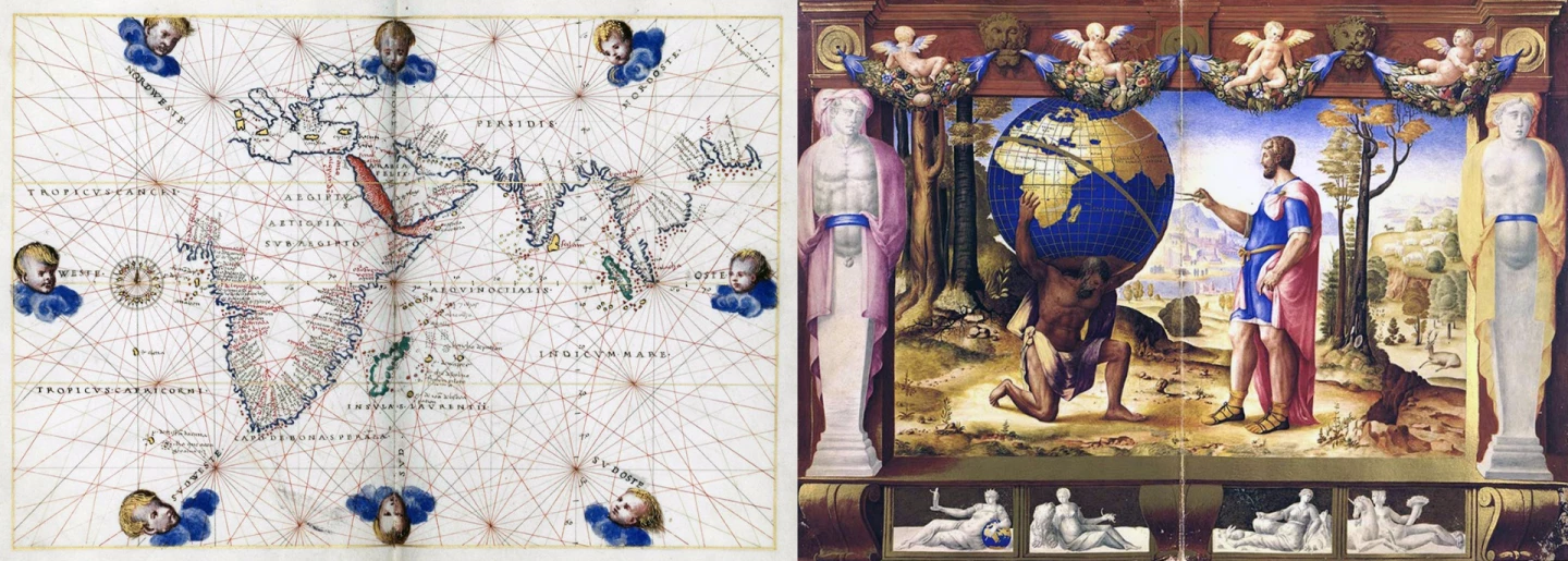 Battista Agnese (c. 1500 – 1564) was a cartographer from the Republic of Genoa, who worked in the Venetian Republic. Agnese was the first cartographer to chart Marcos de Niza's American discoveries (1531-39), as well as those of Francisco de Ulloa (1539-40). It is believed that this Portolan Atlas of the World is one of just 72 manuscript portolan atlases by him and his workshop that are extant. They were produced as expensive collectors' objects, often for presentation. It is these atlases which first presented on any maps the peninsula of lower California and the Vermillion Sea, the information of the discoveries of Francisco de Ulloa, who explored the Gulf of California in 1539-40 and provided the place names seen within. The Atlas was created circa 1546 and sold for $2,770,500 at a Christie's (New York) auction in April 2012.