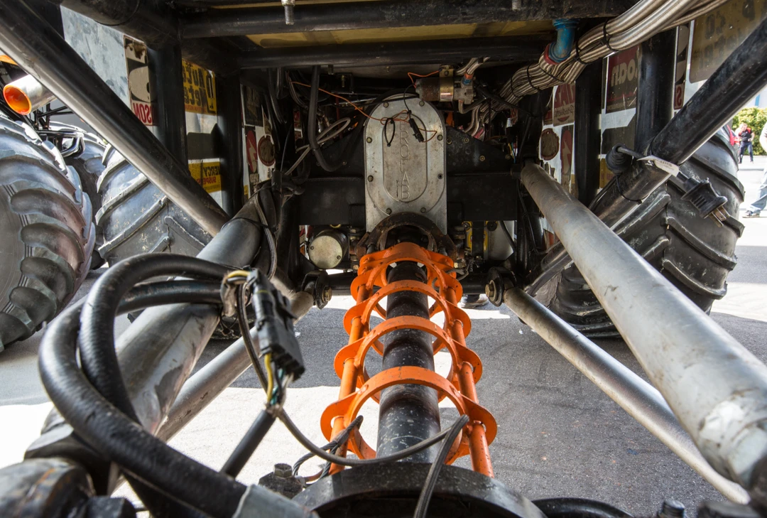 A cage around the drive shaft is an example of the safety measures taken (Photo: Noel McKeegan/Gizmag.com)