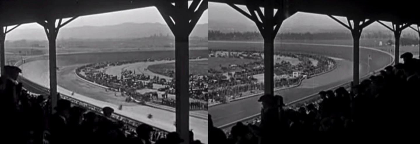 Board track racing from the grandstand. A screen grab from a very informative video about Board Track Racing in 1920. Be sure to watch the video at the foot of the page too.