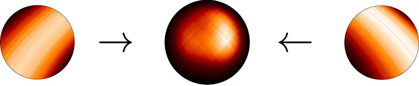 Formation of a temperature map of HDb's surface from a pair of eclipse measurements (Image: NASA)