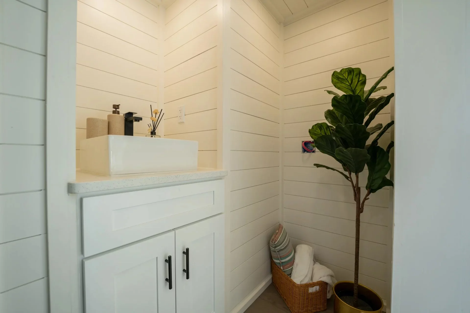 The Webster's bathroom includes a shower, sink, and a flushing toilet