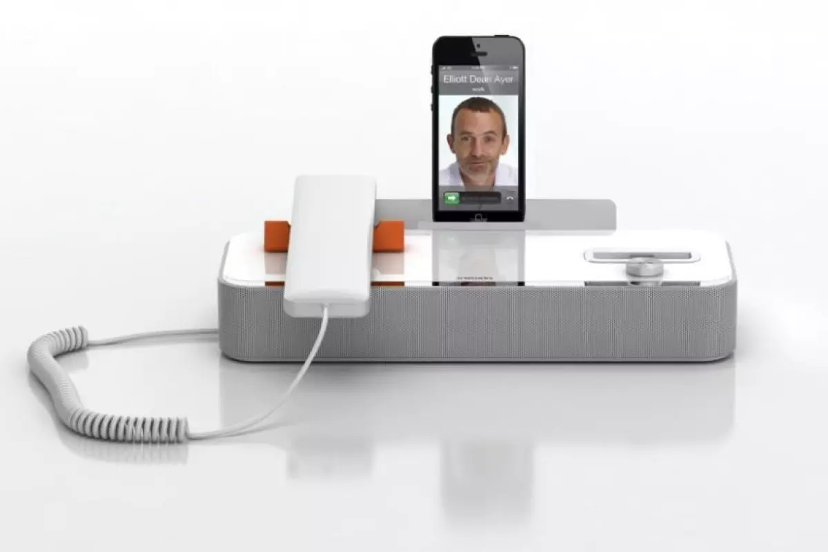 The New AudiOffice is a device that allows people to use their smartphone as a desk phone