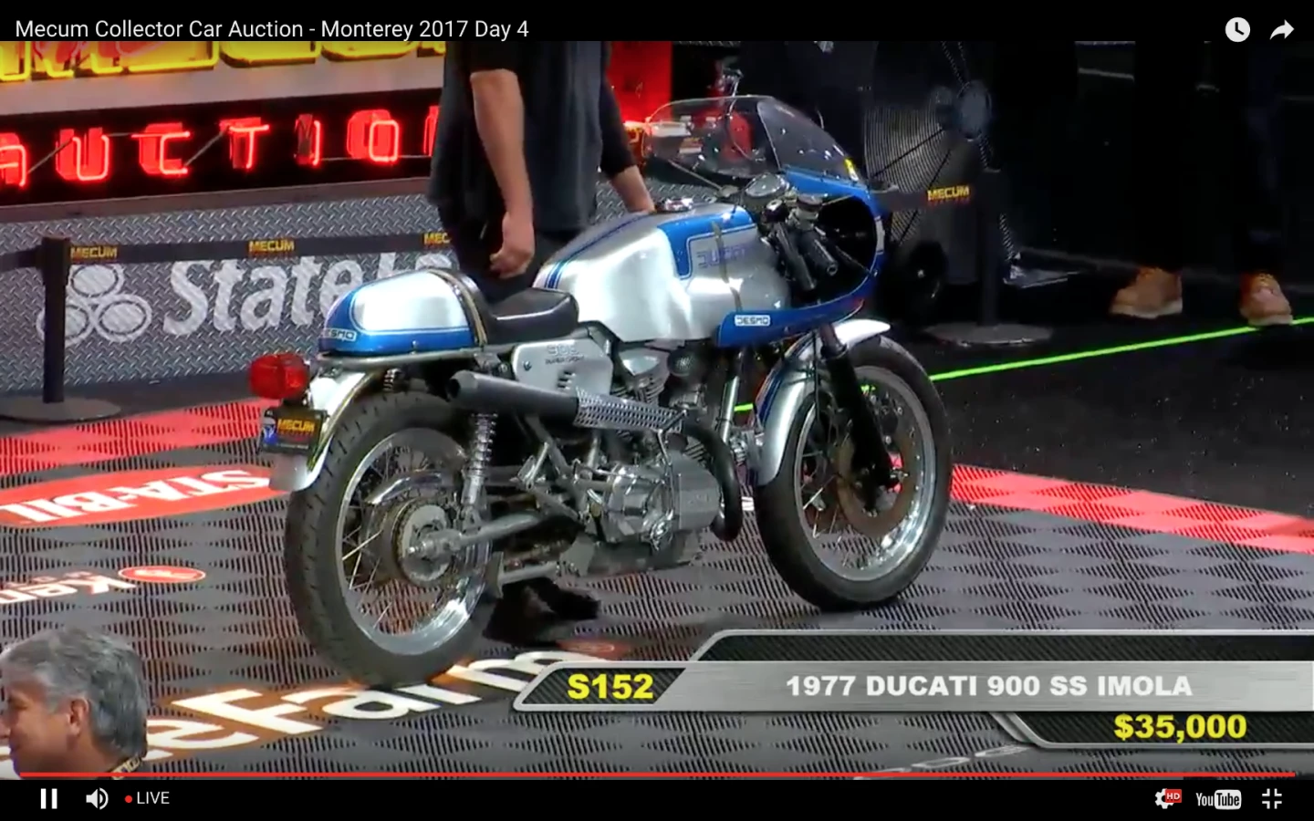 This 1977 Ducati 900 SS Imola sold for $40,150 against an estimate of $40,000 to $45,000. Official Auction Description
