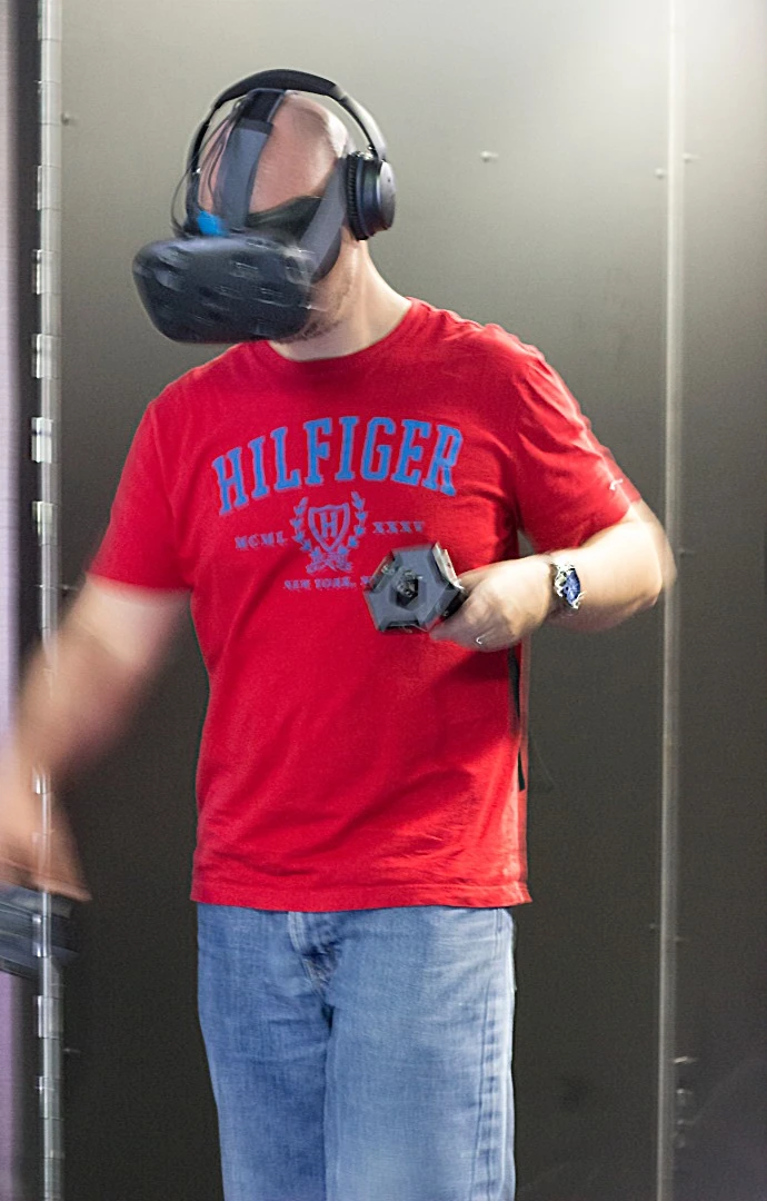 The Vive's wireless controllers "give you hands" in your VR worlds