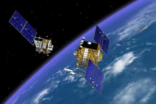 This artist's rendition of Orbital Express during unmated operations was generated using the Boeing SimWorks simulation software. ASTRO is observed during final approach after flying several kilometers away and having performed a flyaround inspection of N