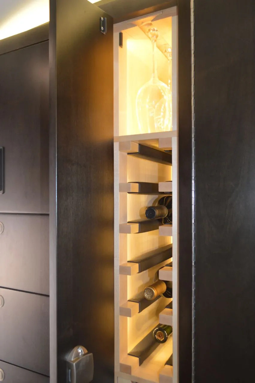 The available wine locker keeps a few bottles of red and white close at hand