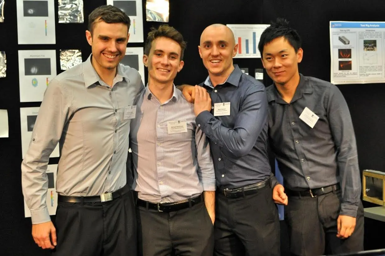 University of Adelaide students Michael Watchman, Harrison Evans, Mark Padovan and Anthony Liew have come up with a low-cost water purification system made from chip packets
