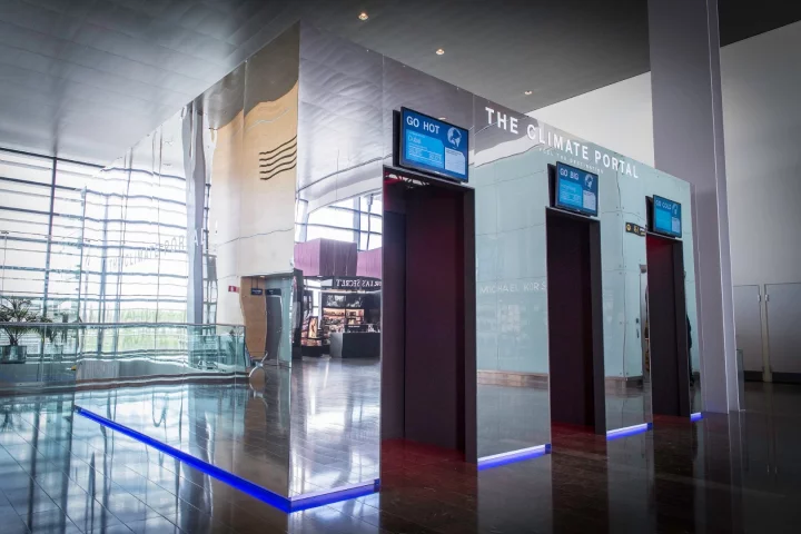 The Climate Portal houses three separate rooms, each of which hosts the conditions of a different location around the world