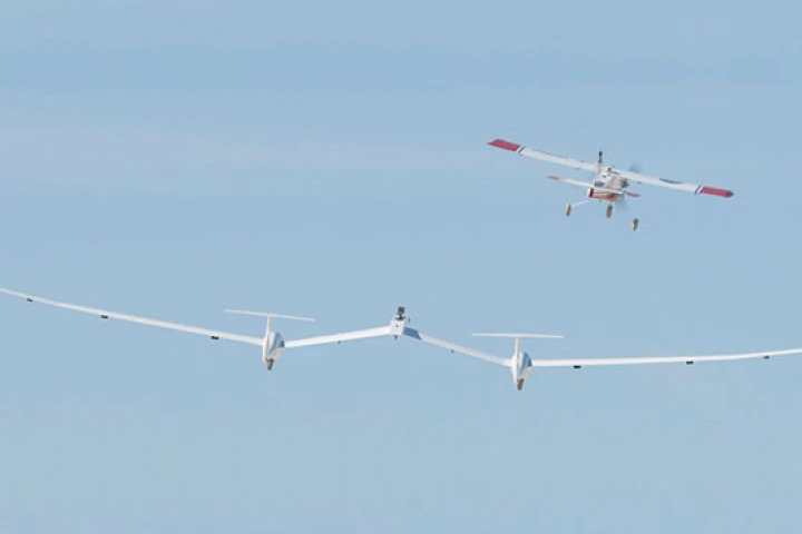 The TGALS one-third scale prototype on its first test flight (Photo: NASA / Tom Tschida)
