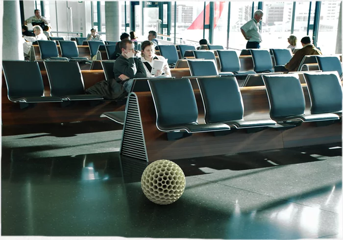 The Dustball robotic vacuum cleaner would roll around public spaces, like airports and train stations