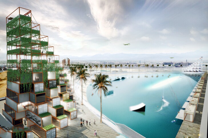 Adventurous types will be able to partake in the five surf rider wave pools, three zip lines, BMX tracks, skatepark, whitewater rafting and wake-boarding (Image: M-Rad)