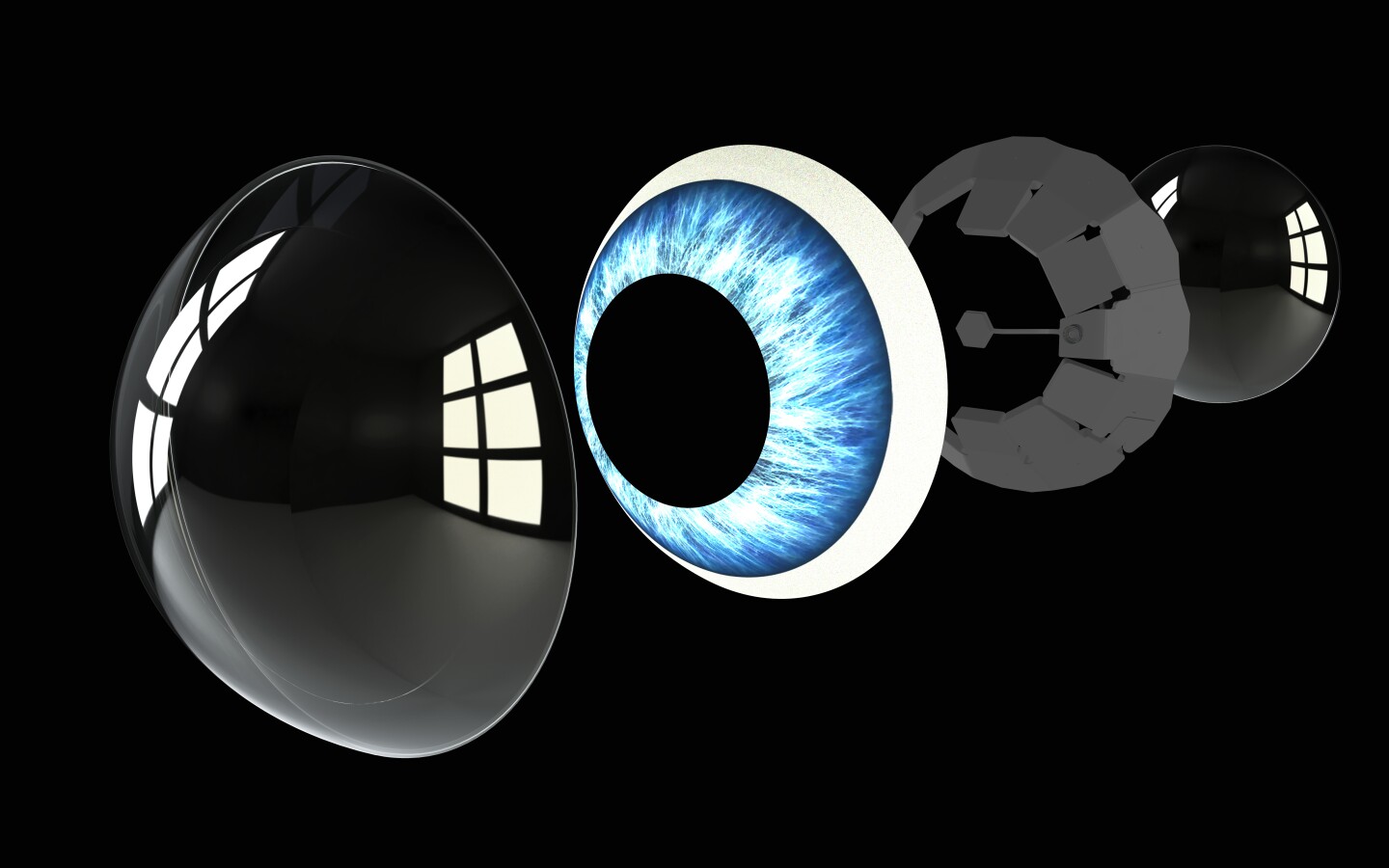 An exploded diagram of the Mojo Lens