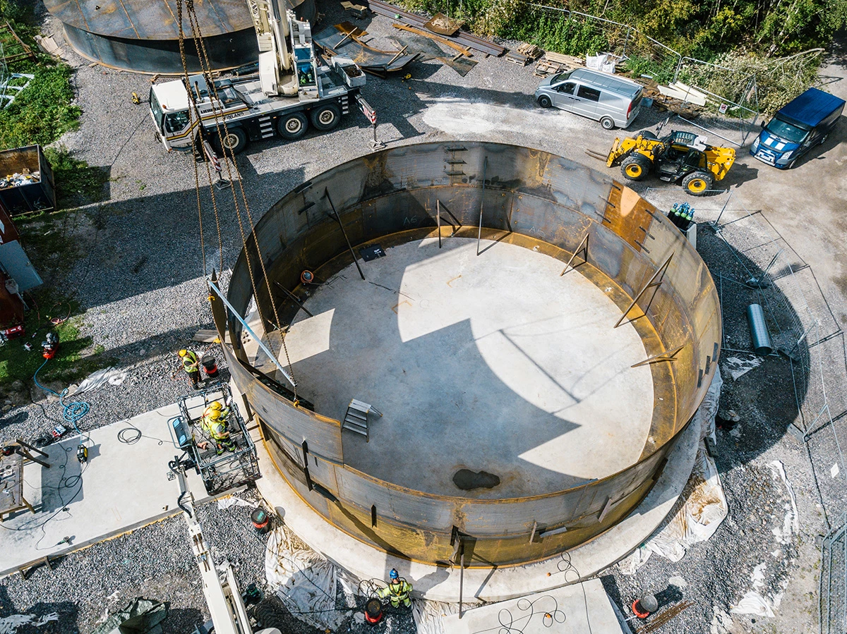 The enormous battery measures 42 ft in height and 50 ft in diameter