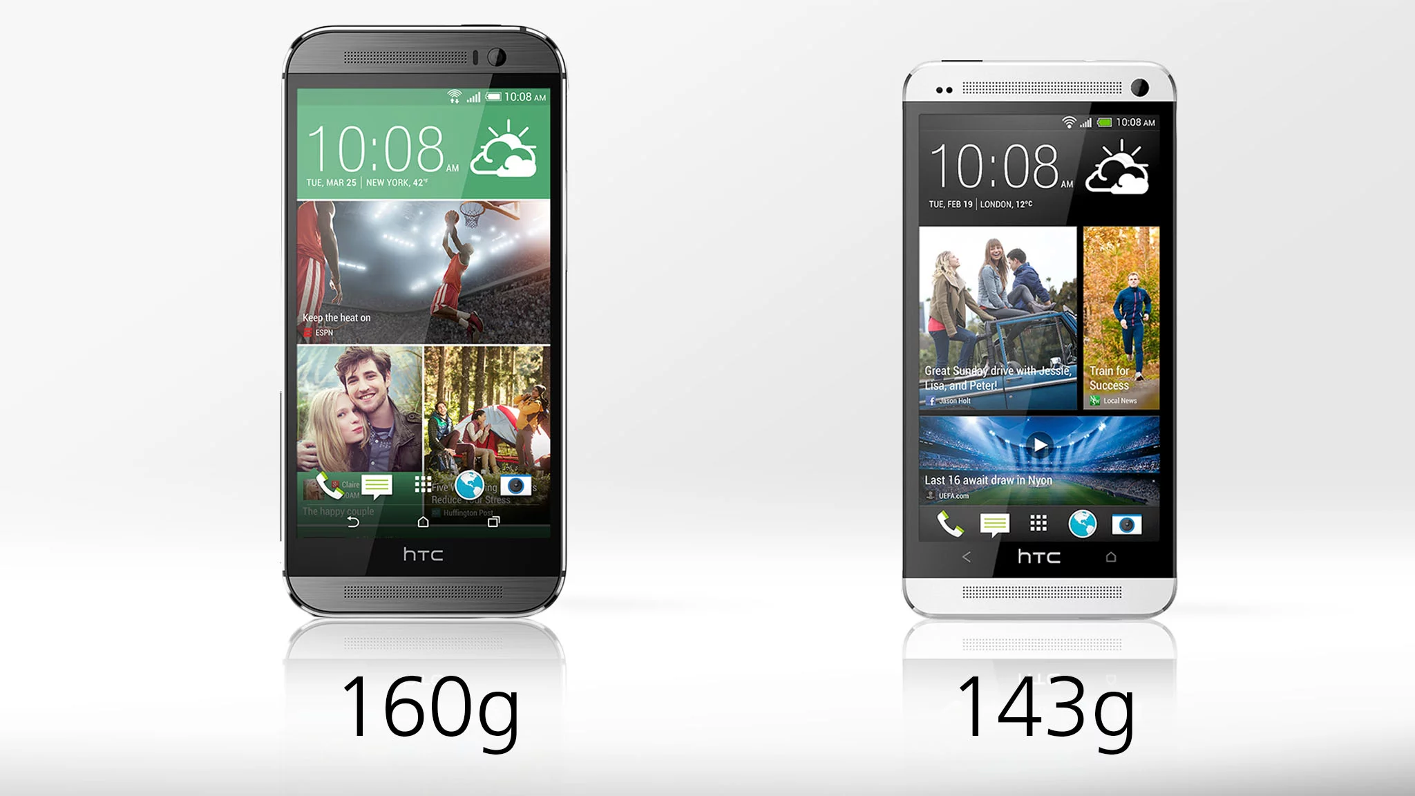 The One M8 is about 12 percent heavier