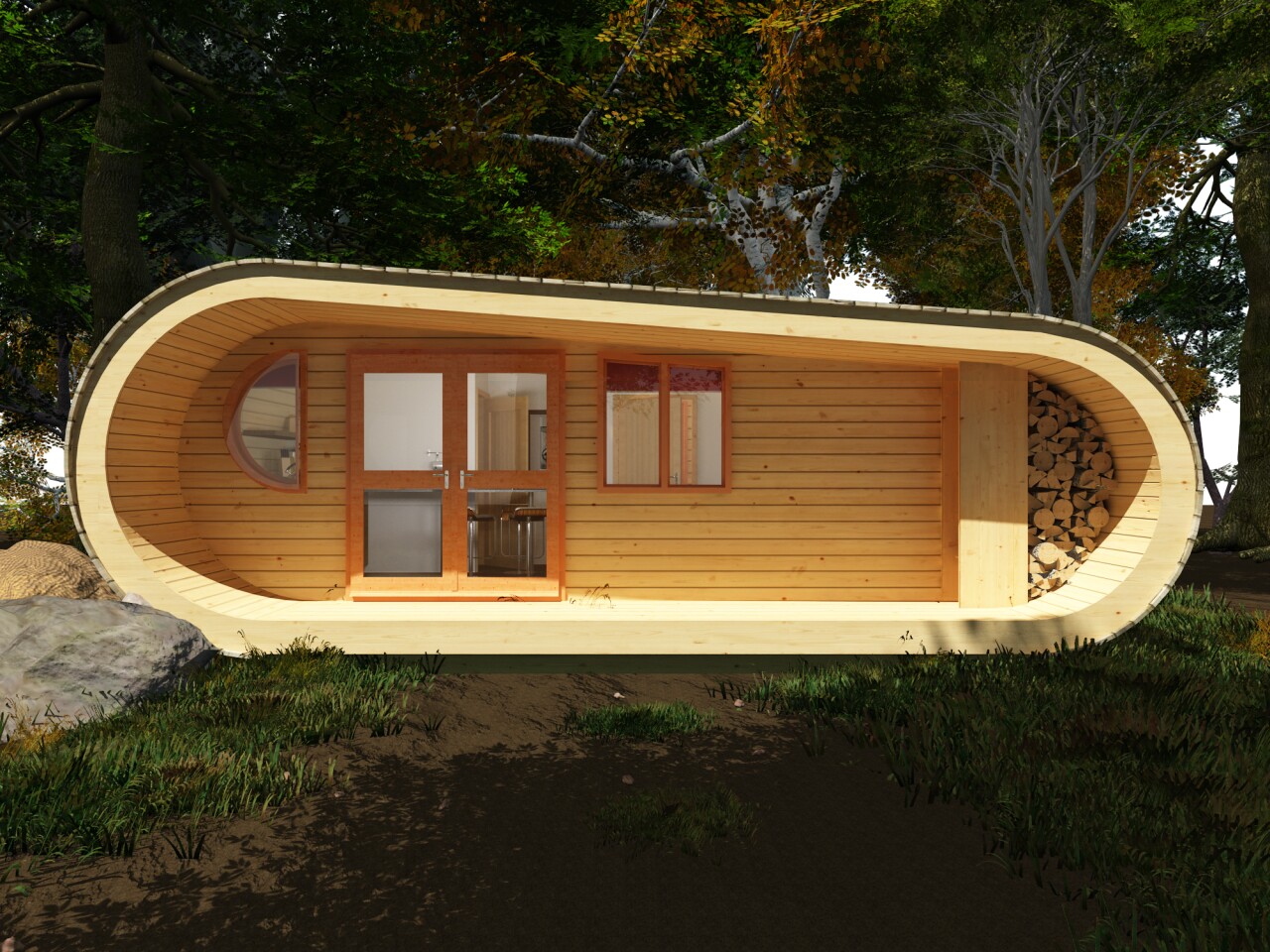 The retreat is designed to sit harmoniously within its environment, whether that be resting on the earth or perched amongst the tree tops